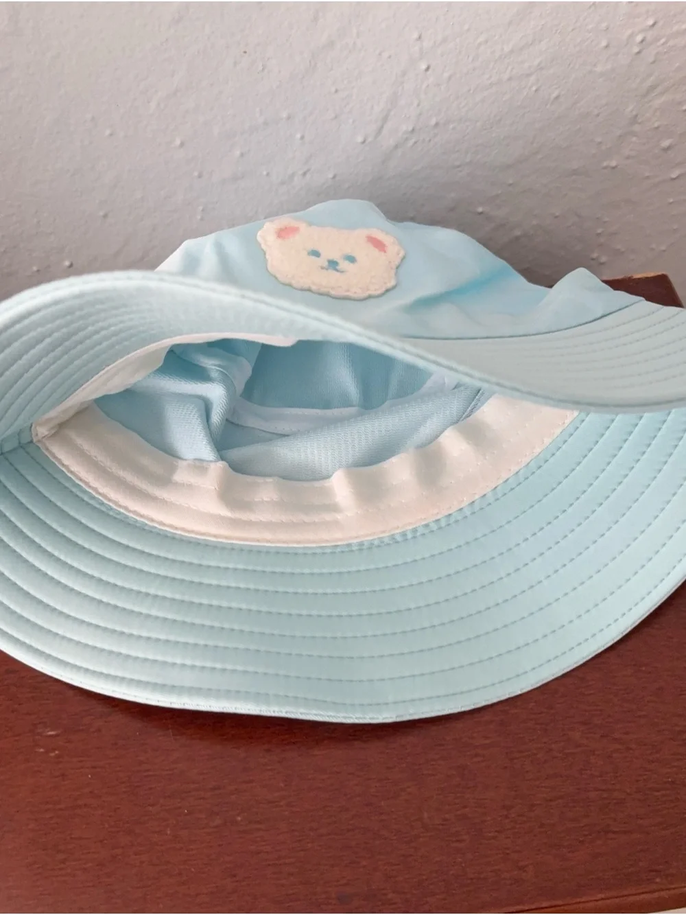 Light Blue Kids Bucket Hat with Teddy Patch NWOT